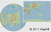 Savanna Style Location Map of Novosibirsk, within the entire country, hill shading