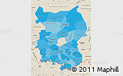 Political Shades Map of Omsk Oblast, shaded relief outside