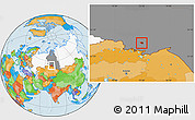 Political Location Map of Omsk, highlighted country, highlighted grandparent region