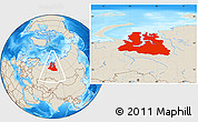 Shaded Relief Location Map of Yamalo-Nenets Autonomous Okrug