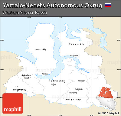 Classic Style Simple Map of Yamalo-Nenets Autonomous Okrug, single color outside