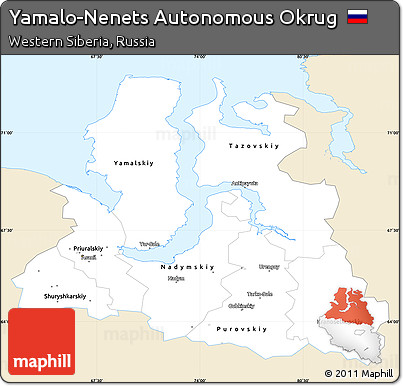 Classic Style Simple Map of Yamalo-Nenets Autonomous Okrug, single color outside