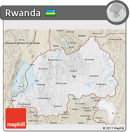 Classic Style 3D Map of Rwanda
