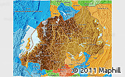 Physical 3D Map of Rwanda, political outside