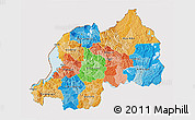 Political 3D Map of Rwanda, cropped outside