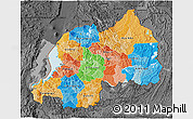 Political 3D Map of Rwanda, darken, desaturated, land only