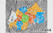 Political 3D Map of Rwanda, desaturated, land only