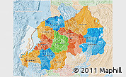 Political 3D Map of Rwanda, lighten, land only