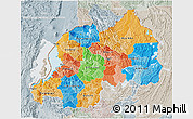 Political 3D Map of Rwanda, lighten, semi-desaturated