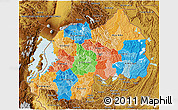 Political 3D Map of Rwanda, physical outside