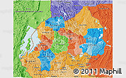 Political 3D Map of Rwanda, political shades outside