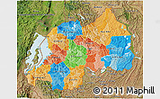Political 3D Map of Rwanda, satellite outside