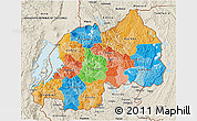 Political 3D Map of Rwanda, shaded relief outside