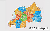 Political 3D Map of Rwanda, single color outside
