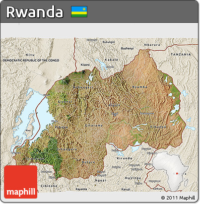 Satellite 3D Map of Rwanda, shaded relief outside