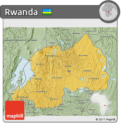 Savanna Style 3D Map of Rwanda