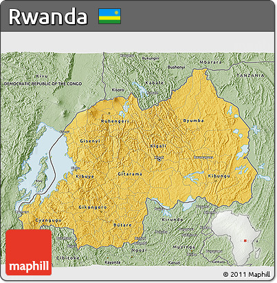 Savanna Style 3D Map of Rwanda