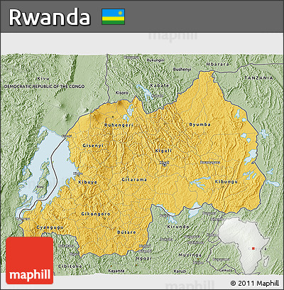 Savanna Style 3D Map of Rwanda