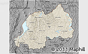 Shaded Relief 3D Map of Rwanda, darken, desaturated, land only