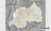 Shaded Relief 3D Map of Rwanda, darken, desaturated