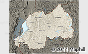 Shaded Relief 3D Map of Rwanda, darken, land only