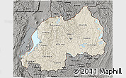 Shaded Relief 3D Map of Rwanda, darken, semi-desaturated, land only