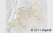 Shaded Relief 3D Map of Rwanda, lighten, desaturated, land only