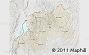 Shaded Relief 3D Map of Rwanda, lighten, semi-desaturated, land only