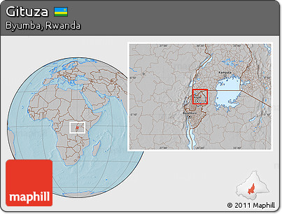Gray Location Map of Gituza, hill shading