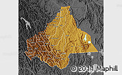 Physical Map of Byumba, darken, desaturated