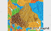 Physical Map of Byumba, political outside