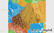 Physical Map of Byumba, political shades outside