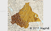 Physical Map of Byumba, shaded relief outside