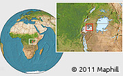 Satellite Location Map of Muhura, highlighted country, highlighted parent region