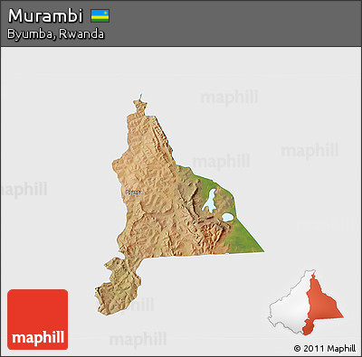Satellite 3D Map of Murambi, single color outside