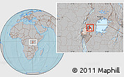 Gray Location Map of Murambi, highlighted country, highlighted parent region, hill shading