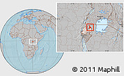 Gray Location Map of Murambi, highlighted country, hill shading