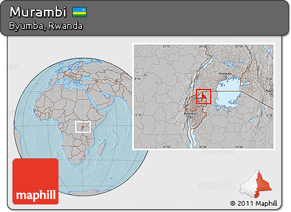 Gray Location Map of Murambi, highlighted parent region, hill shading