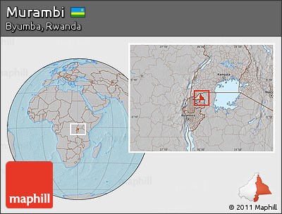 Gray Location Map of Murambi, highlighted parent region, hill shading