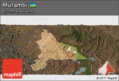 Satellite Panoramic Map of Murambi, darken