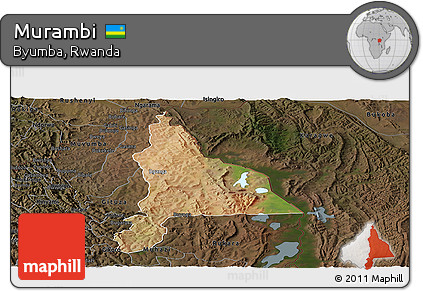 Satellite Panoramic Map of Murambi, darken