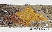 Physical Panoramic Map of Byumba, semi-desaturated