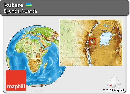 Physical Location Map of Rutare, within the entire country
