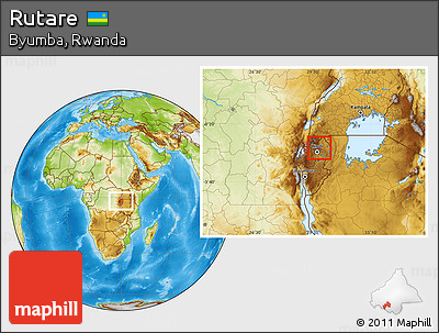 Physical Location Map of Rutare, within the entire country