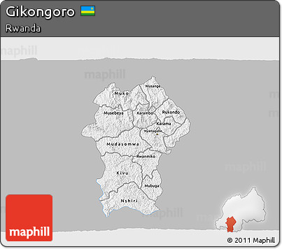 Gray 3D Map of Gikongoro, single color outside
