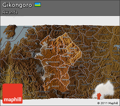 Physical 3D Map of Gikongoro, darken