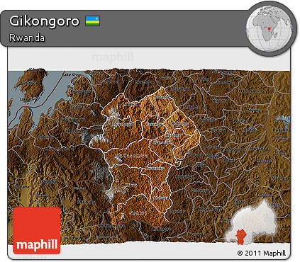 Physical 3D Map of Gikongoro, darken
