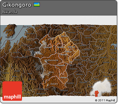 Physical 3D Map of Gikongoro, darken