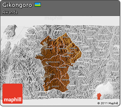 Physical 3D Map of Gikongoro, lighten, desaturated