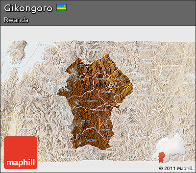 Physical 3D Map of Gikongoro, lighten